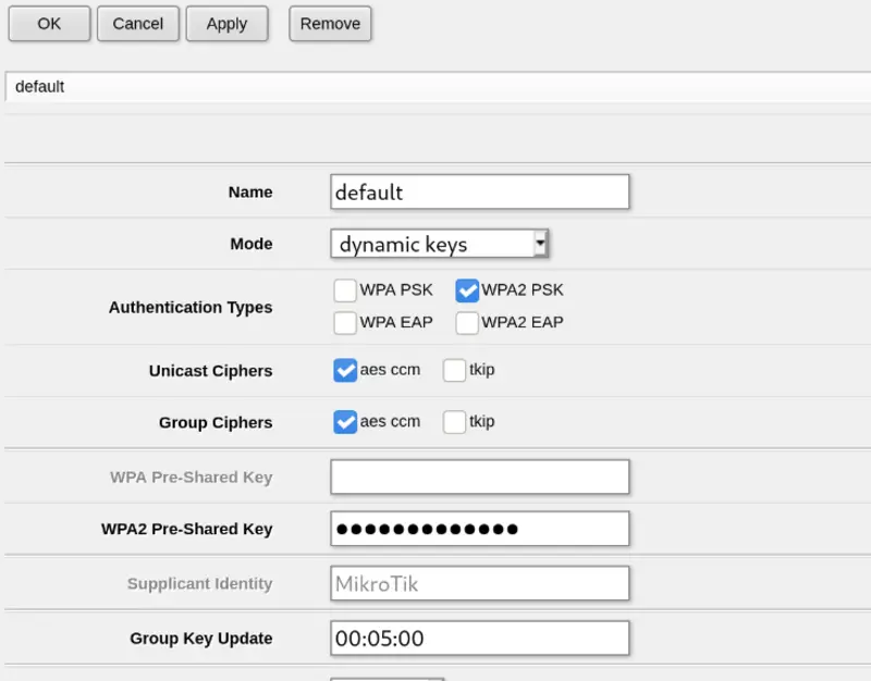 default Security Profile